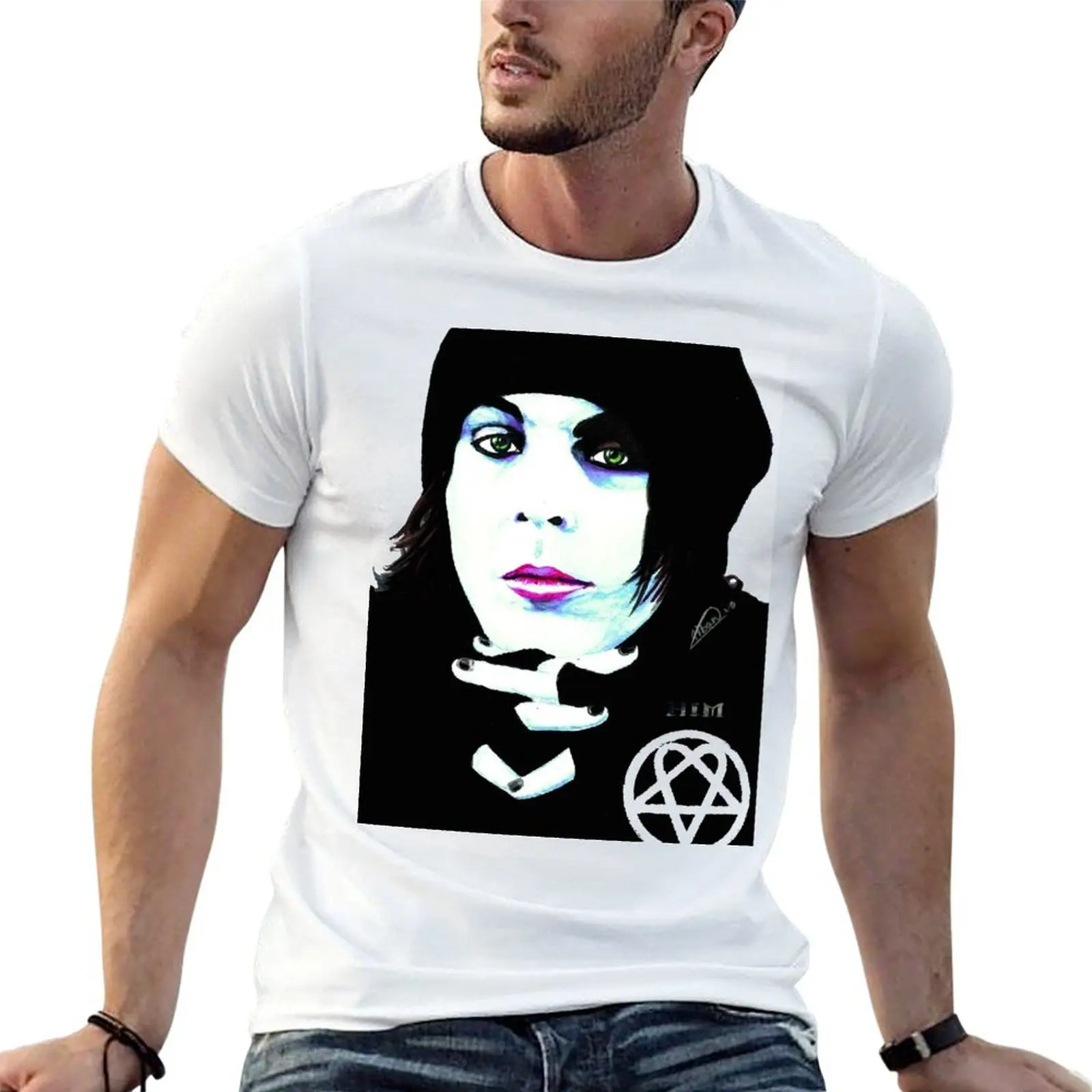 

HIM - Ville Valo Portrait T-Shirt t shirts for man graphic vintage t shirts for man pack cotton T-Shirt