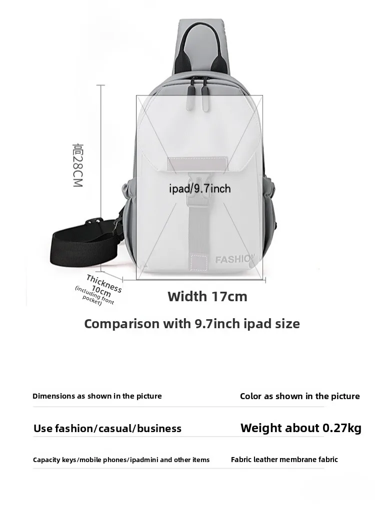 New Men's Fashionable Single-shoulder Bag, Lightweight and Casual Crossbody Bag, Water-resistant and Large-capacity Chest Bag