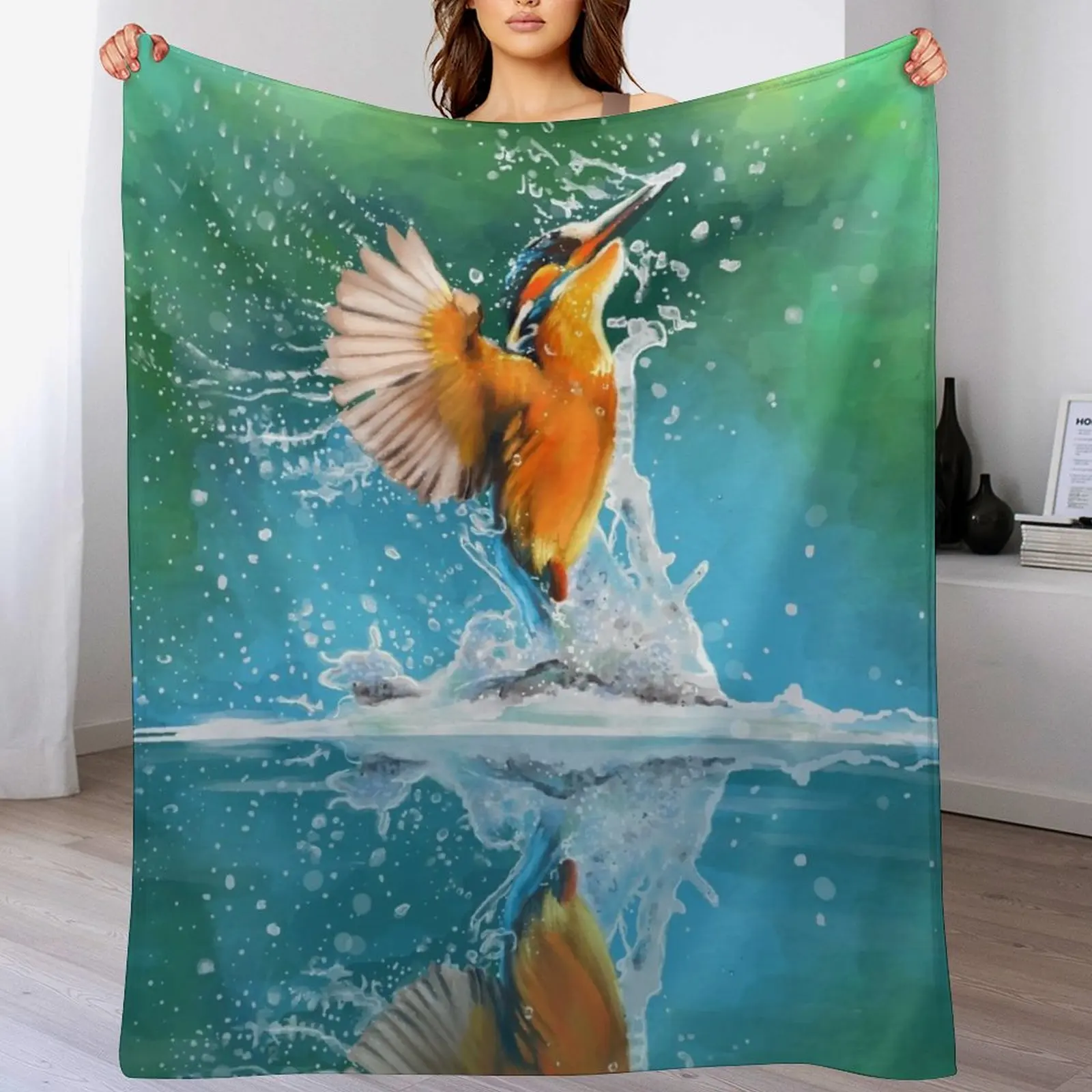 kingfisher Throw Blanket Extra Large Throw Vintage Thin Plush Blankets