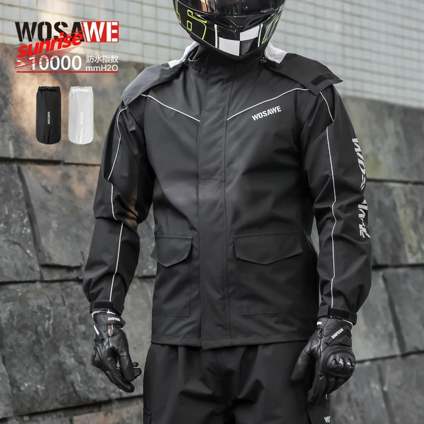

WOSAWE мотоциклетный комплект дождевика, легкая дышащая водонепроницаемая куртка и брюки, уличный костюм для езды на велосипеде по бездорожью