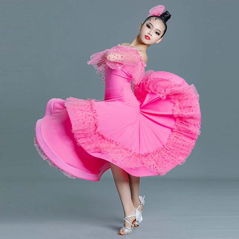 New Ballroom Dance Competition Clothing For Girls Long Sleeved Dress National Standard Modern Dance Performance Costumes DN15093