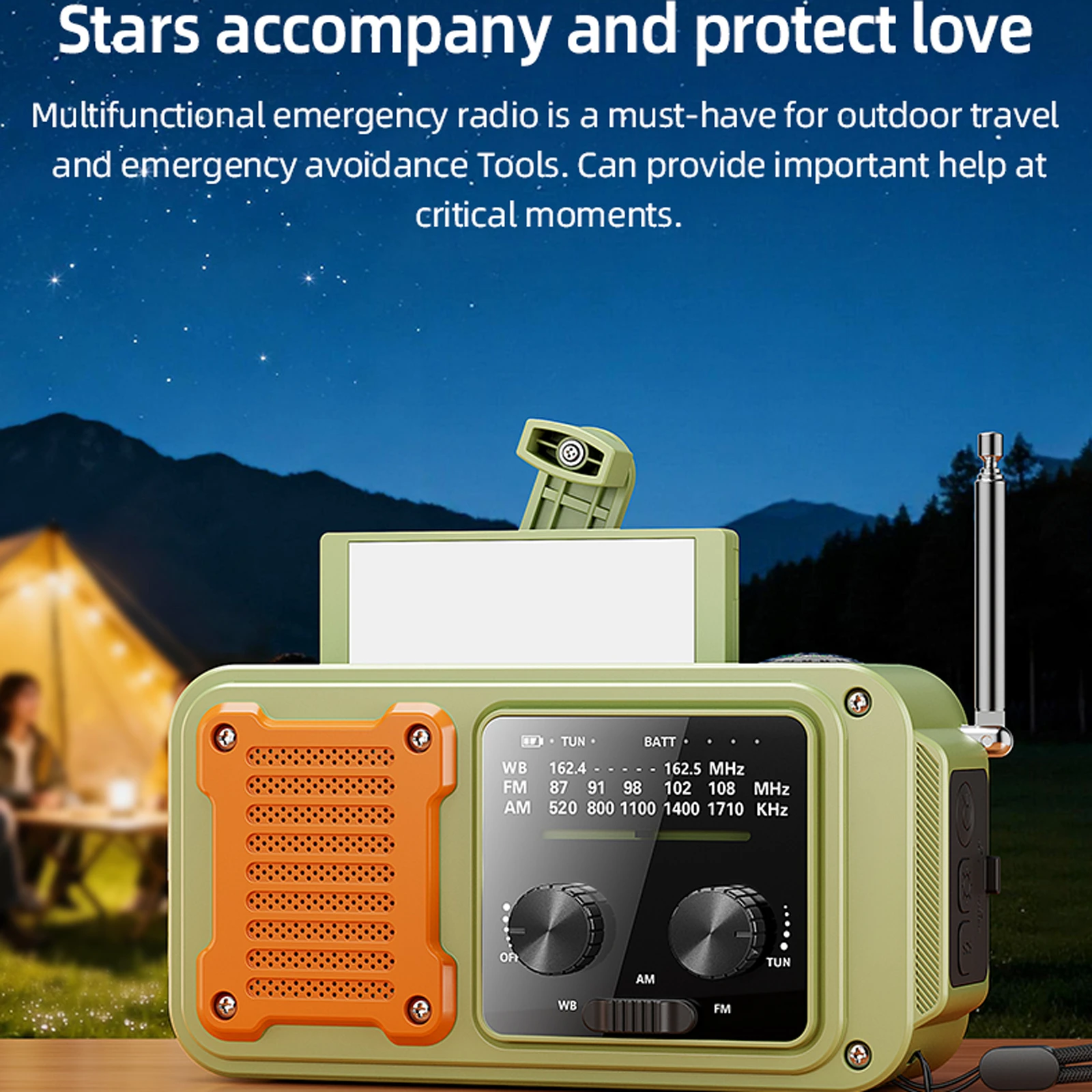 2000mAh Portable 7-in-1 Emergency Solar Power Radio Hand Crank Charging AM/FM SW multi BAND Radio Led Reading Flashlight Bank