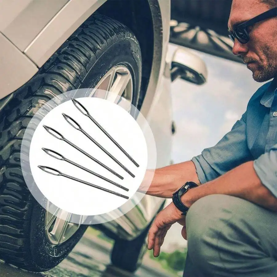 

5 Pcs Heavy Duty Tire Repair Needle Split Eye Plug Tool For Car Truck Motorcycle