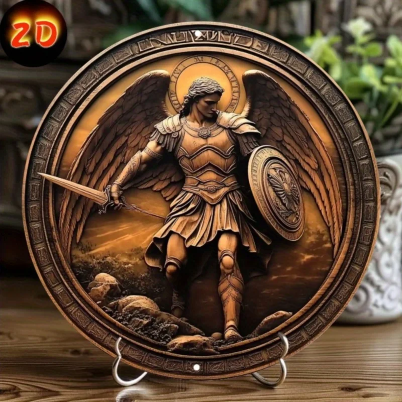 

Bohemian Style 2D Aluminum Plaque, 8x8inch, Archangel Michael Welcome Sign, Wall Art Decor for Home, Kitchen, Garden, Bedroom