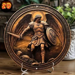 Bohemian Style 2D Aluminum Plaque, 8x8inch, Archangel Michael Welcome Sign, Wall Art Decor for Home, Kitchen, Garden, Bedroom