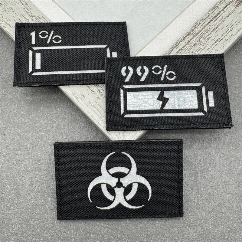 1pc Biohazard Patch Reflect Light Tactical Patch Hook and Loop Emblem Morale Badges Cloth Vest Outdoor equipment