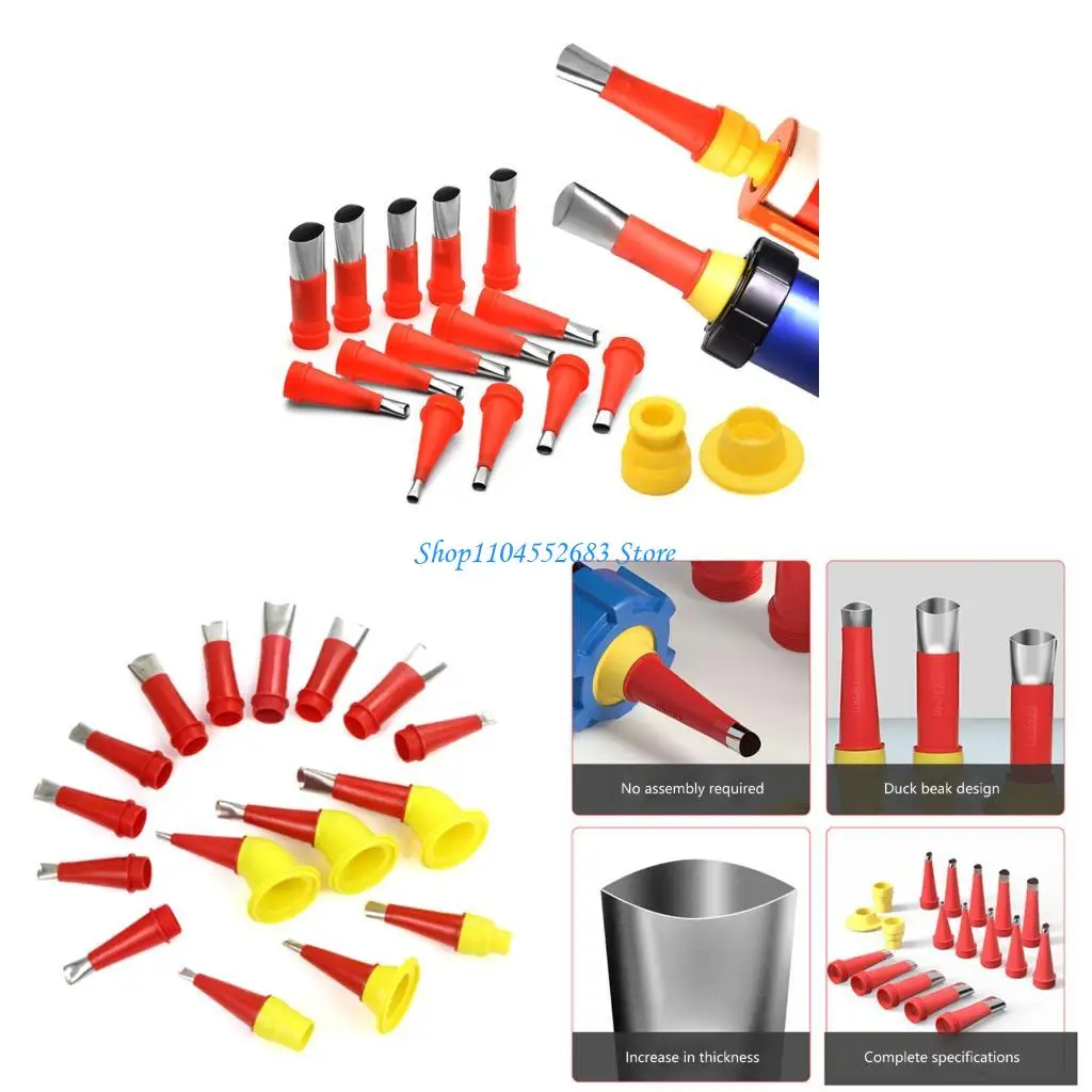 Y6GD MultiSize Caulking Nozzle Set Stainless Steel Construction With Plastic Base Durability Sealant Application Accessories