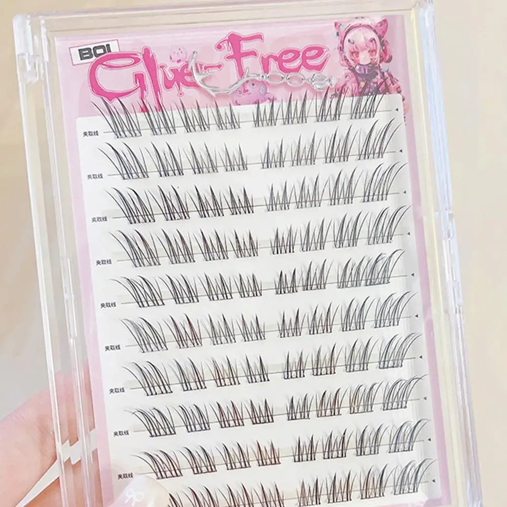 Kleberfreie, schräge, fliegende falsche Wimpern, Manga, flauschige Einzelwimpern, natürliche falsche Wimpern, koreanisches Make-up, Wimpern
