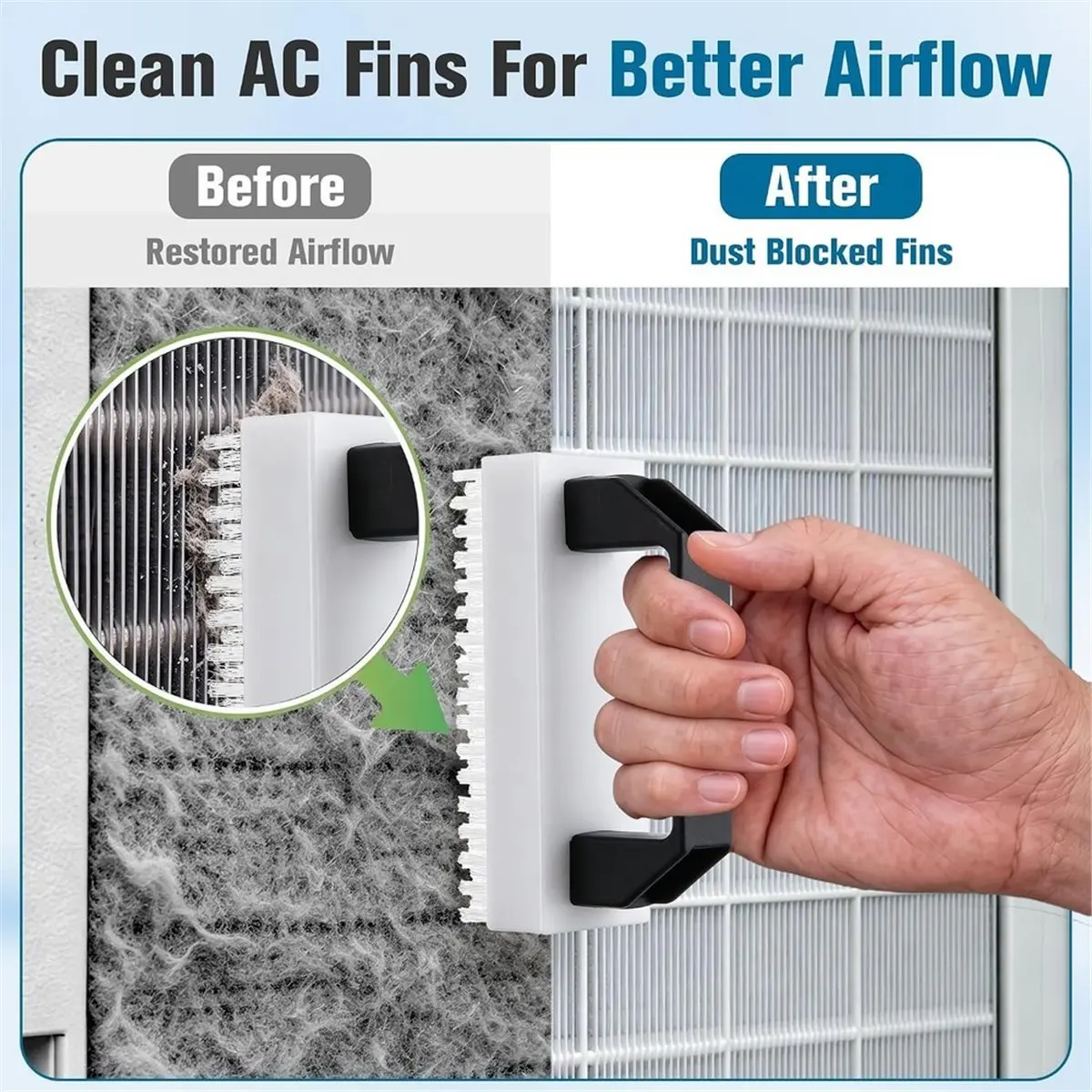 3PCS AC Fin Comb and Bush Cleaner Kit,Air Coil Cleaning Brush & 2in1 AC Straightener Coil Cleaner