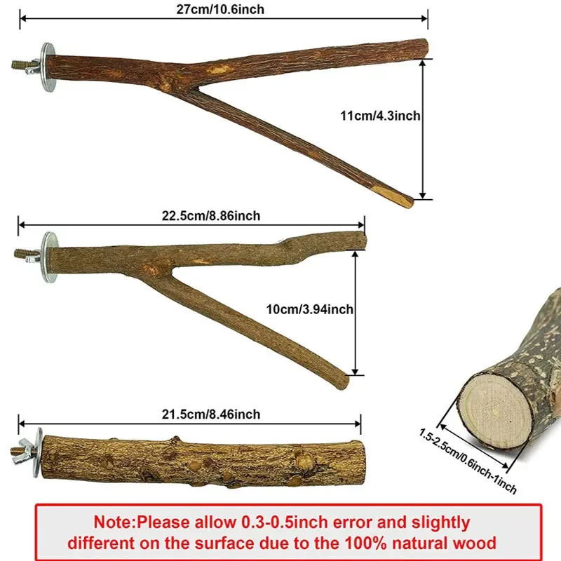 5PCS Bird perch, bird toy, standing stick, bird supplies, Sichuan pepper, wooden parrot, gnawing on tree branches, parrot toy