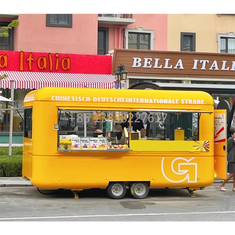 Square Shape Mobile Restaurant Cooking Trailer | Customizable Capacity | Fried Chicken Pizza Burger Tacos Fast Food Kitchen