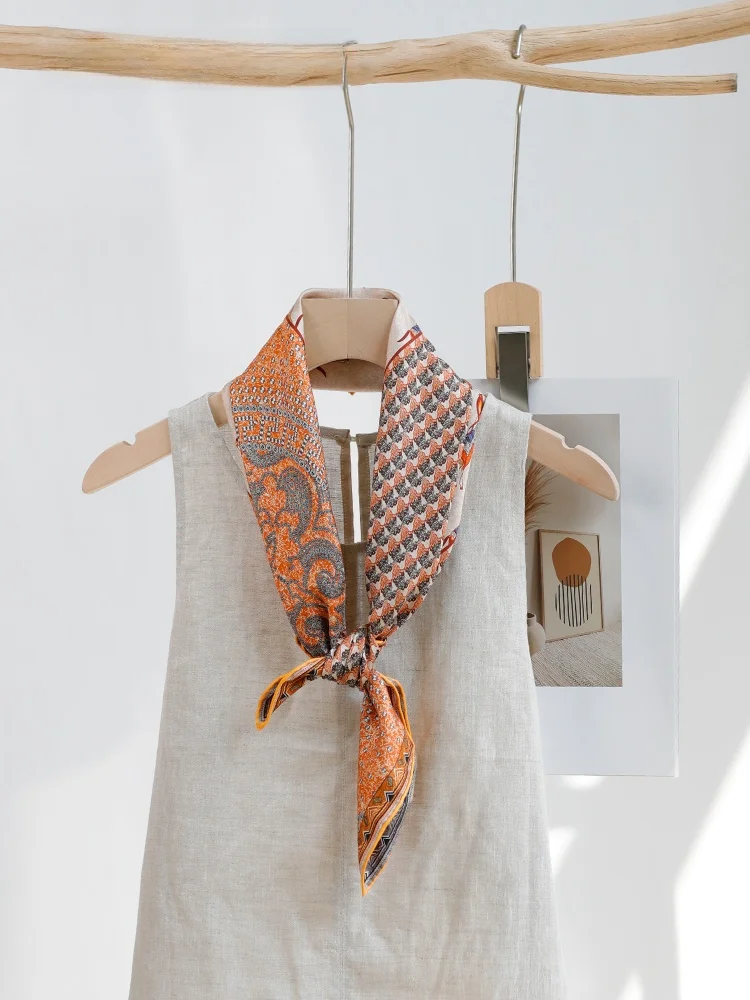 summer-cotton-linen-women's-scarf-geometric-pattern-decorative-neck-protection-versatile-artistic-silk-pattern