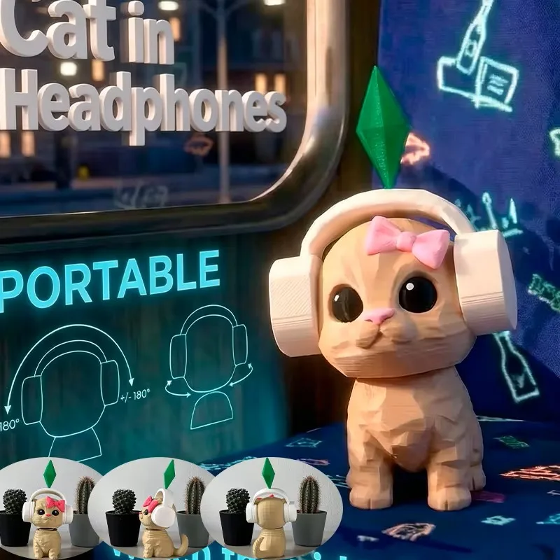 Nuevo 2026 The Sims Plumbob Gato Bailarín, Adorno de Cabeza Móvil Bonito para Coche, Mini Figura de Acción para el Salpicadero y el Interior del Vehículo