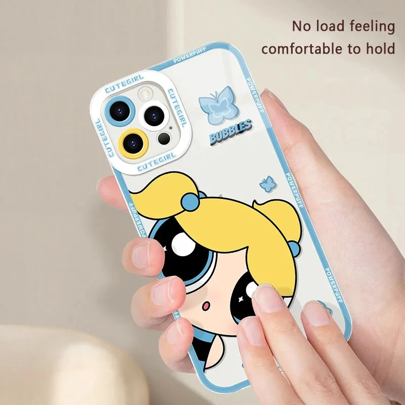 Lovely Powerpuff Girls Silicone Phone Case For Samsung Galaxy S24 S23 S22 Ultra S21 S20 FE Note 20 10 Plus A15 A25 A35 A55 Funda