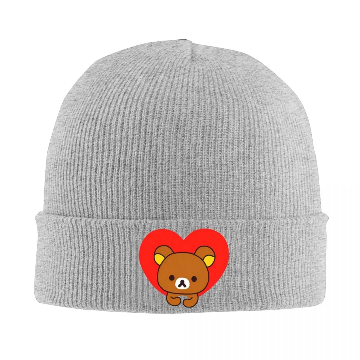 Rilakkuma Love Knitted Hat for Women Men Beanies Autumn Winter Hat Acrylic Kawaii Bears Cute Animals Warm Cap