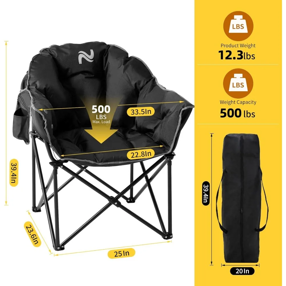 كرسي تسخين خارجي محمول كبير الحجم قابل للطي للبالغين مع 3 مستويات للحرارة، مثالي للتخييم والراحة في الفناء #3