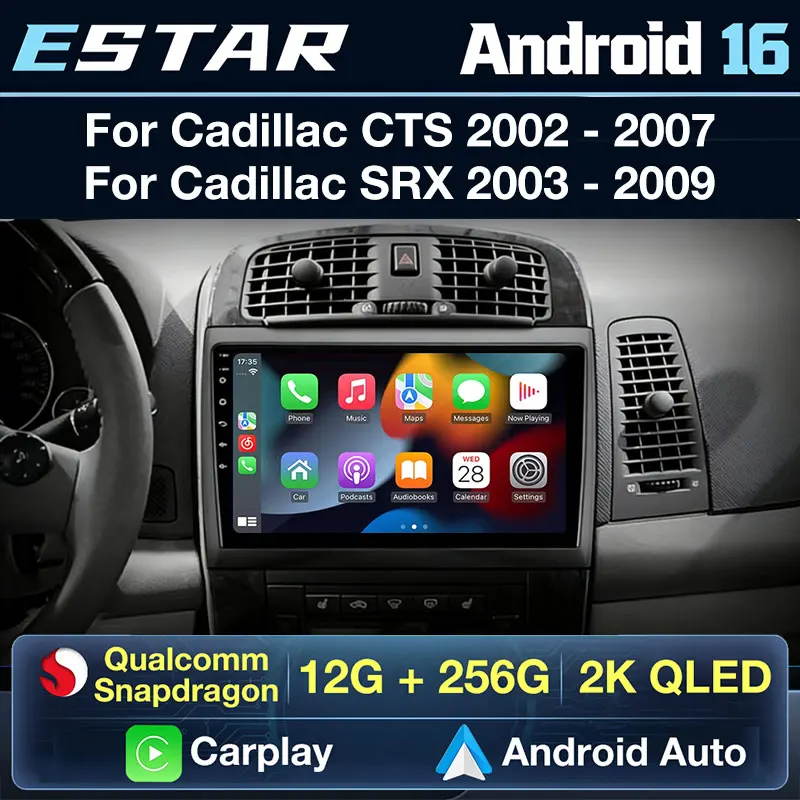 Wireless Carplay Android 16 For Cadillac CTS 2002 - 2007 SRX 2003 - 2009 Car Radio Octa Core Video Player 4G LTE DSP 360 Camera
