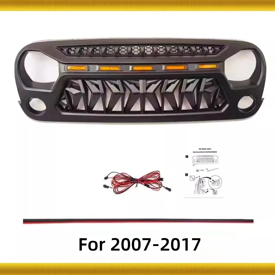 LED Grill for Jeep Wrangler JL Renegade 1st 07-23 modified With light Grille Front bumper net Radiator Body kit Car Accessories