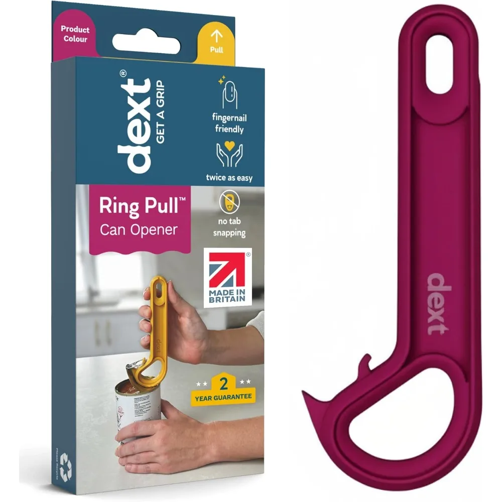 Ring Pull Can Opener, Pop Can Opener for Seniors, Arthritis, and Parkinson’s, Easy Open, Ergonomic Handle with Comfortable Grip. Perfect for Soda, Pet Food, and More (Mulberry)