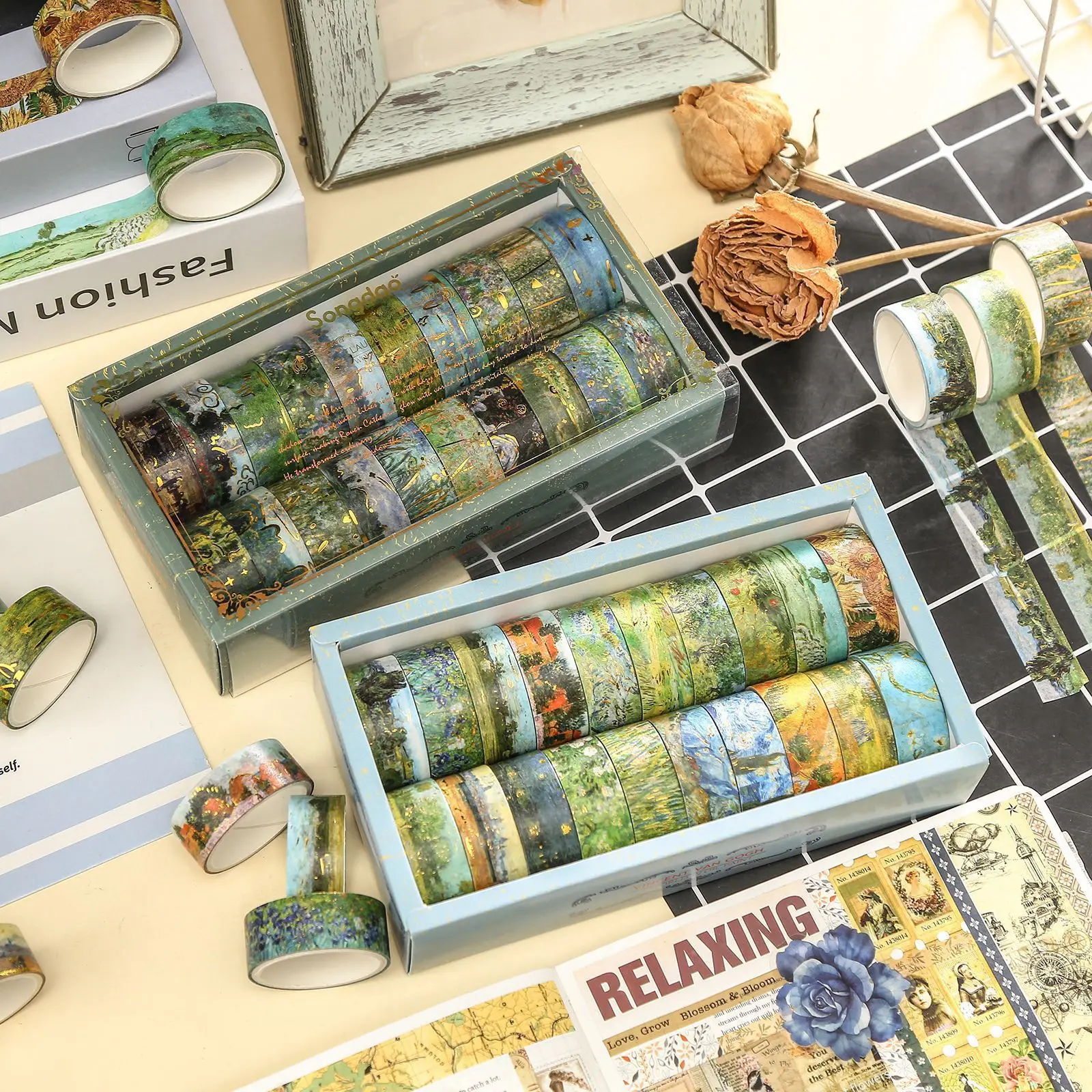 

Oil Painting World Series Washi Tape Set Diy Notebook Decorative Tape Exquisite Holiday Gift For Friends Tape Wholesale