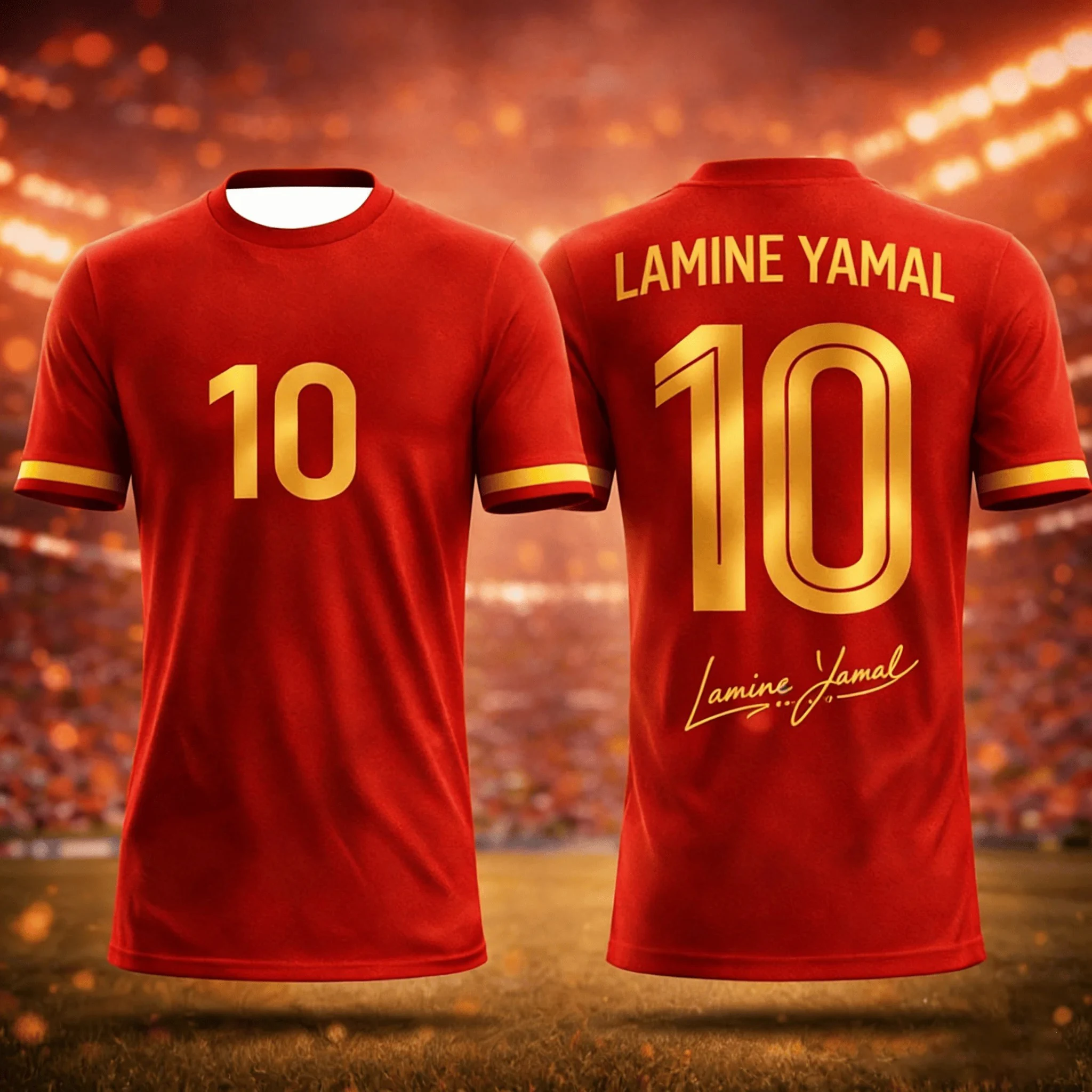 BARCELONA FAN-TRIKOT # 10 LAMINE YAMAL SCHNELLTROCKNENDE KURZÄRMELIGE T-SHIRTS FÜR MÄNNER, FRAUEN UND KINDER, PASSENDE FAMILIEN-LOOKS VERFÜGBAR – Detail 7