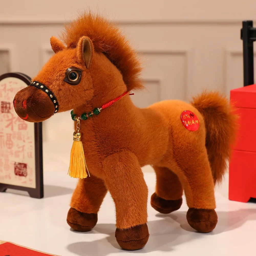Simulação primavera festival mascote brinquedo cavalo cauda macia pp algodão recheado pônei brinquedos de pelúcia 20/25/30cm longo juba