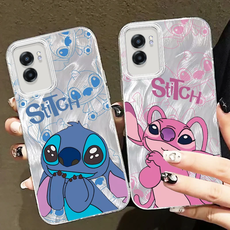 Disney Cute Stitch Lovers For OPPO A79 A78 A58 A38 A16 A60 A53 A92 A72 A52 A74 A55 A54 A94 5G Feather Yarn Back Phone Case