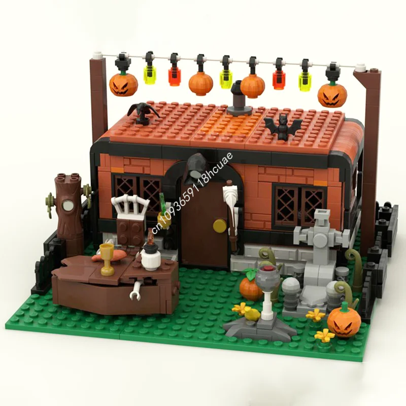 706pcs MOC Halloween Camper Cityed Model Building Blocks Christmas Gifts Architecture Assemble DIY Toy Creative Education Kids