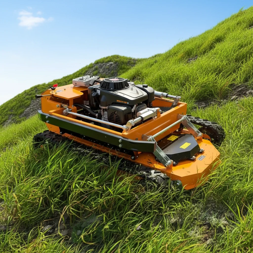 

Remote Control 4-Function Lawn Mower Grass Cutting Shredding Bulldozing Snow Blowing Electric RC Garden Tool for Outdoor Farm Ya