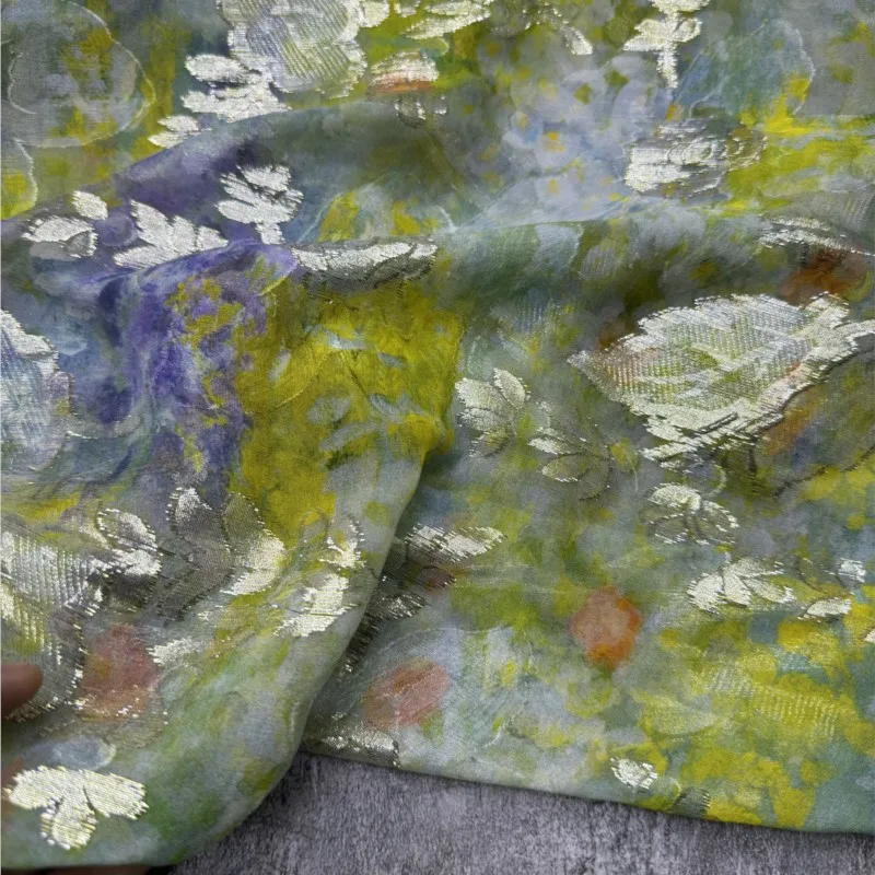 High-end verão novos produtos de seda corte flor tecido halter vestido meia saia