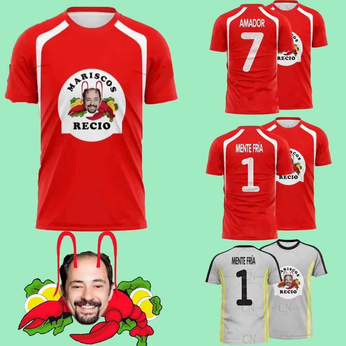 T-shirt de football imprimé graphique Antonio Recio Seafood Lobster, respirant, séchage rapide, vêtements de sport, été, pour adultes et enfants