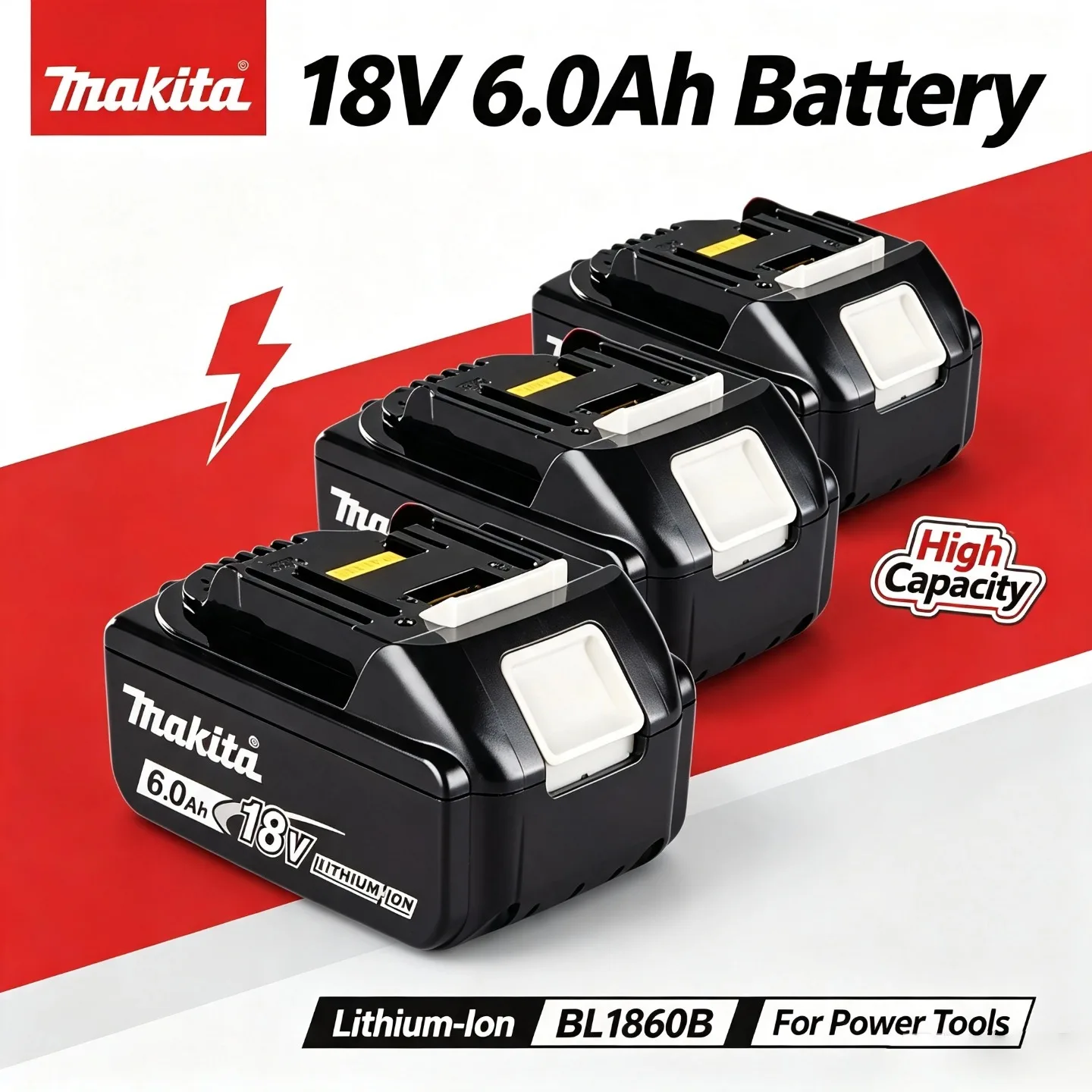 Batterie d'outil électrique sans fil d'origine Makita 18V 6.0Ah rechargeable compatible BL1830 BL1840 BL1850 BL1860B