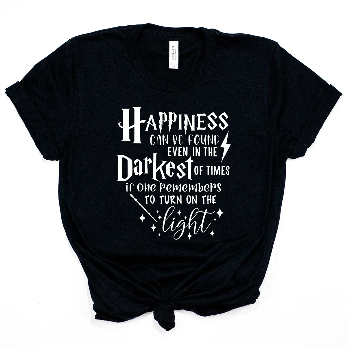 Happiness Can Be Found In The  Darkest of Times T-shirt Woman Inspired Shirt Dumbledore Quote Wizard Tee Magic School Tops