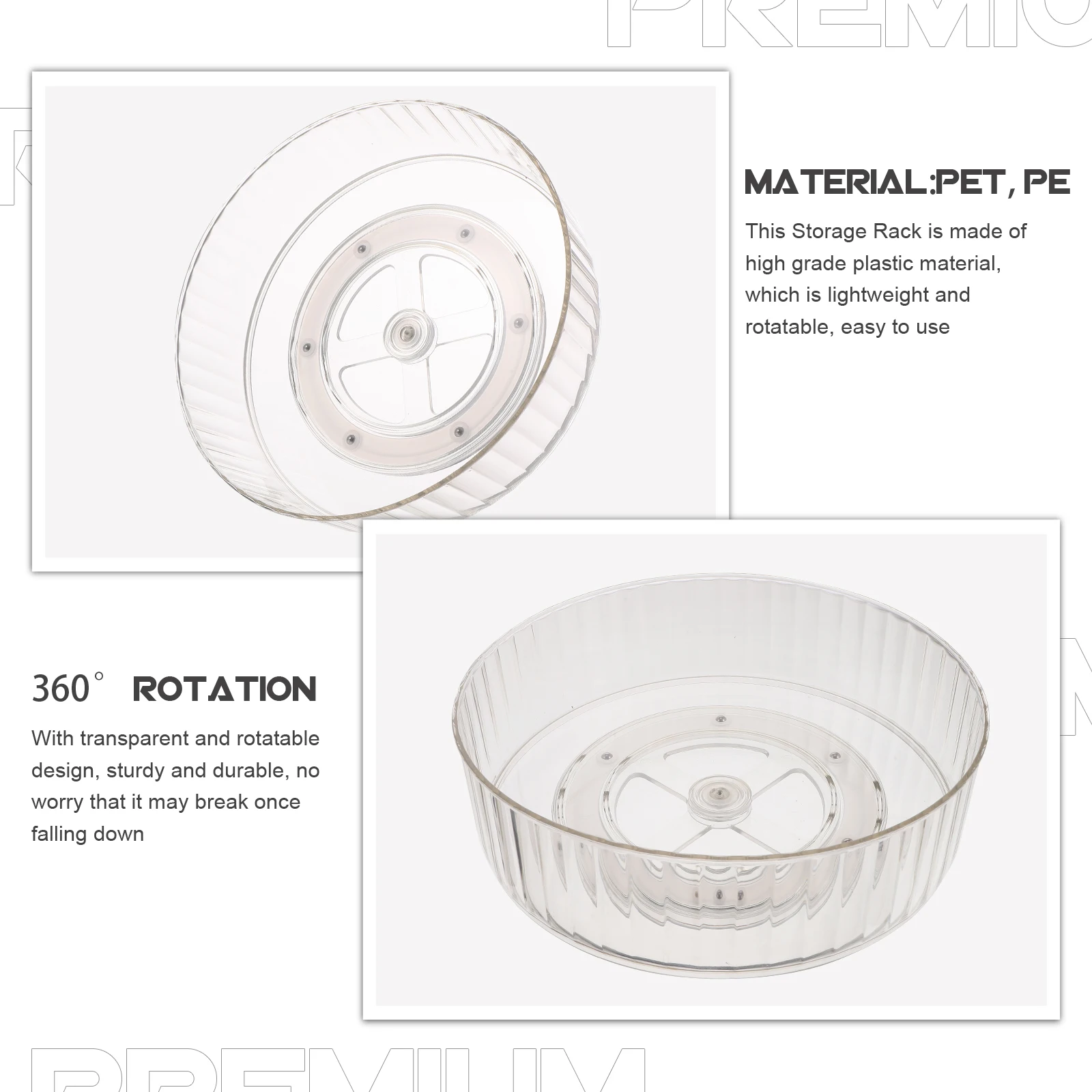 

Rotating Storage Tray Kitchen Bathroom Organizer Rack Stainless Steel Transparent Countertop Spice Rack Wall Mount