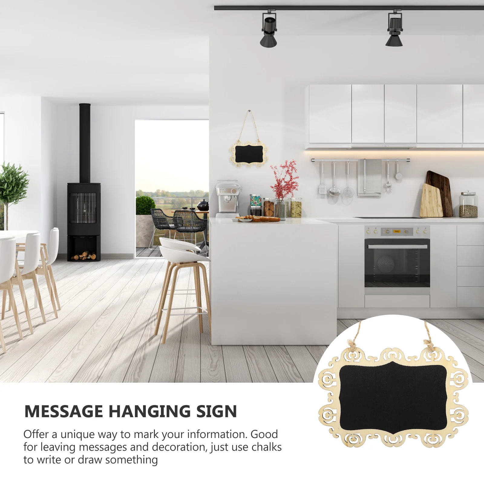 

4Pcs Hollow Edge Hanging Chalkboards Wooden Blackboard Plaques Multi-Functional Erasable Message Boards for Home Office Use