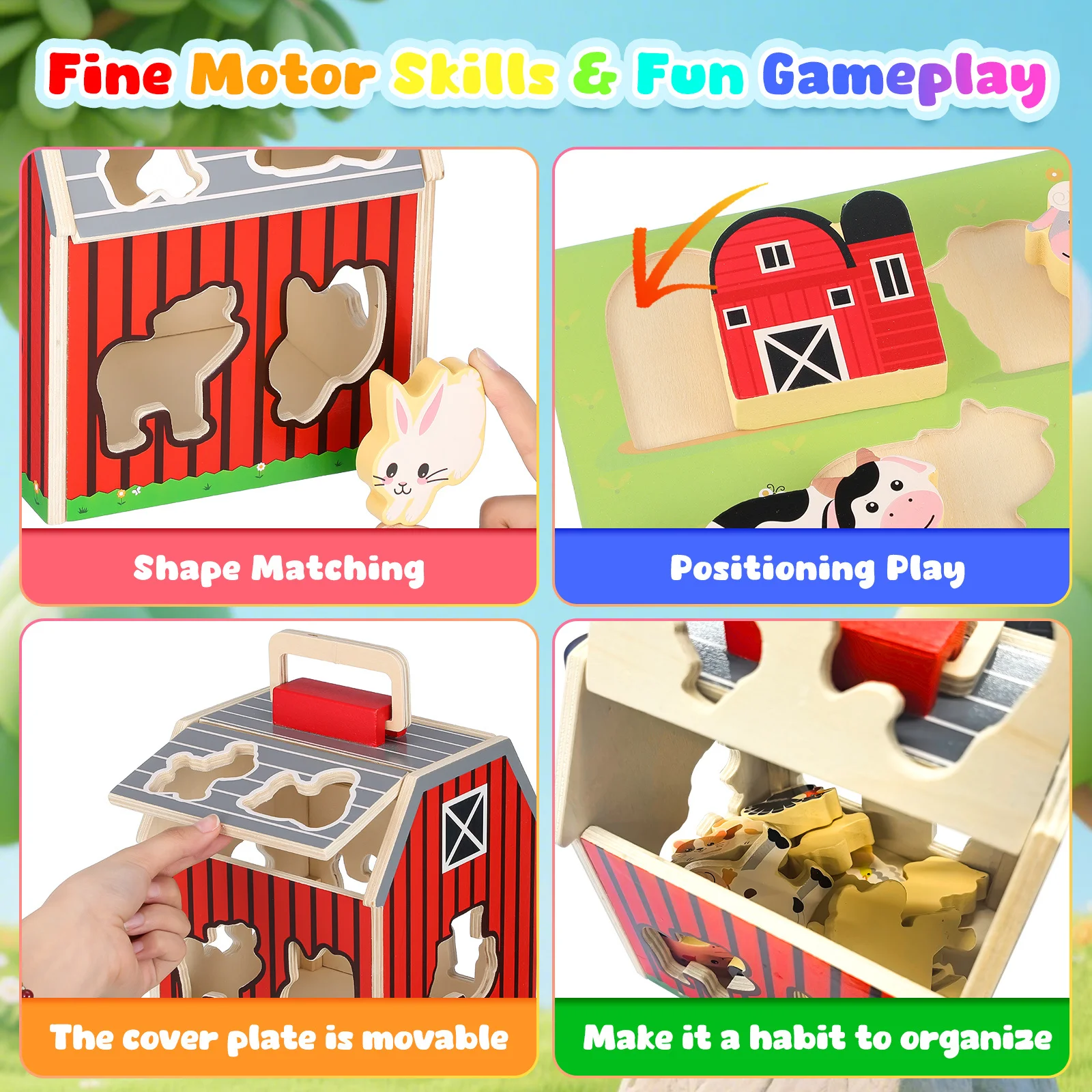 1 conjunto 1 conjunto de animais de fazenda de madeira playset para crianças de 2 a 5 anos montessori figuras animais pré-escolar haste de madeira natural presentes do bebê