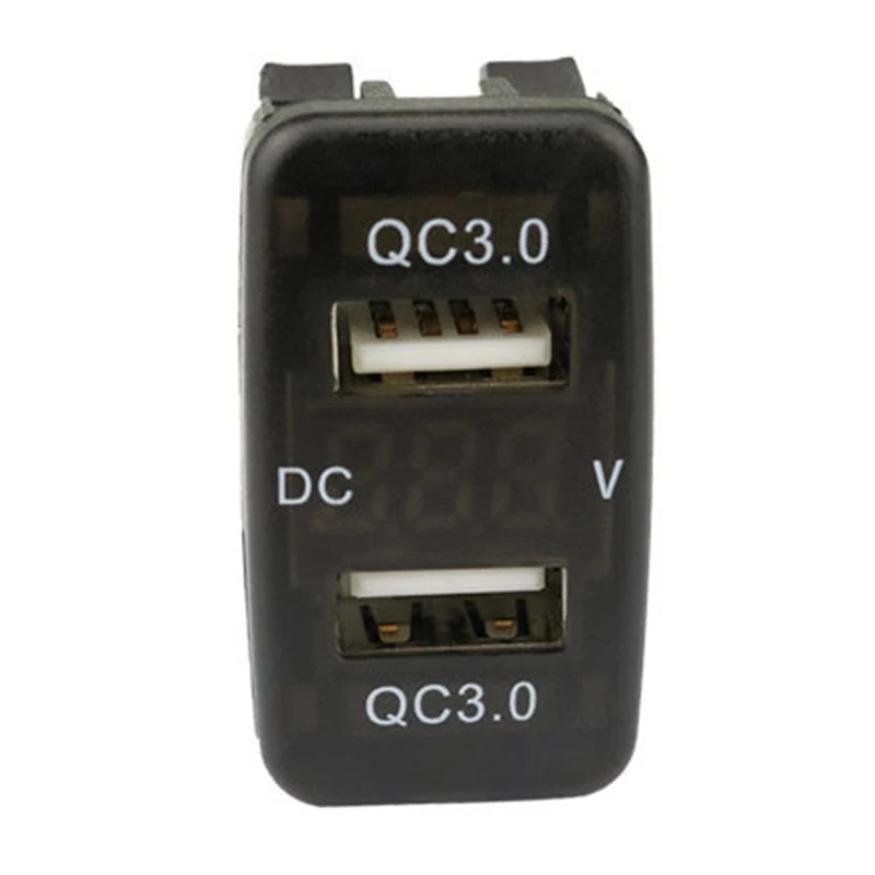 Auto Dual USB3.0 Schnellladegerät mit Voltmeter-Anzeige, schwarz, Spannungsmesser für Toyota-AS55