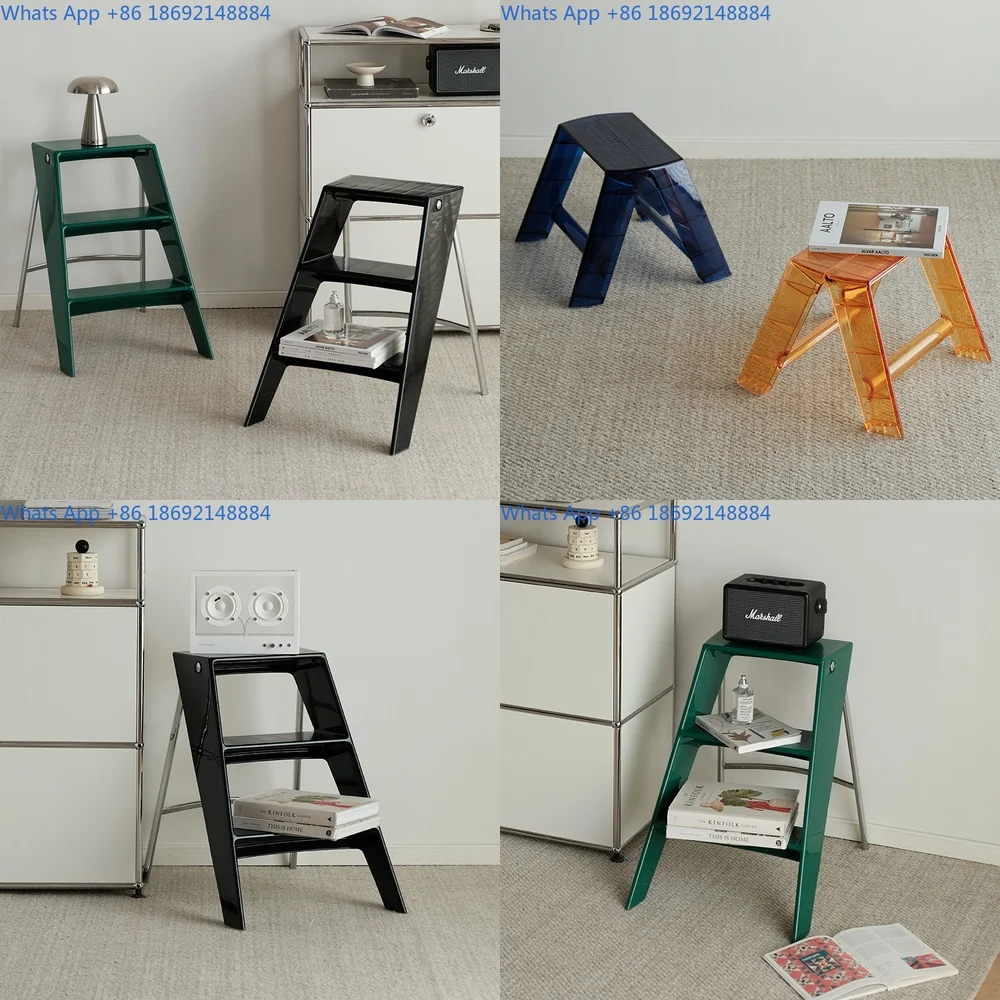 

Folding Ladder Shelf Multi Functional Indoor Storage Rack Step Ladder Side Table for Home Use