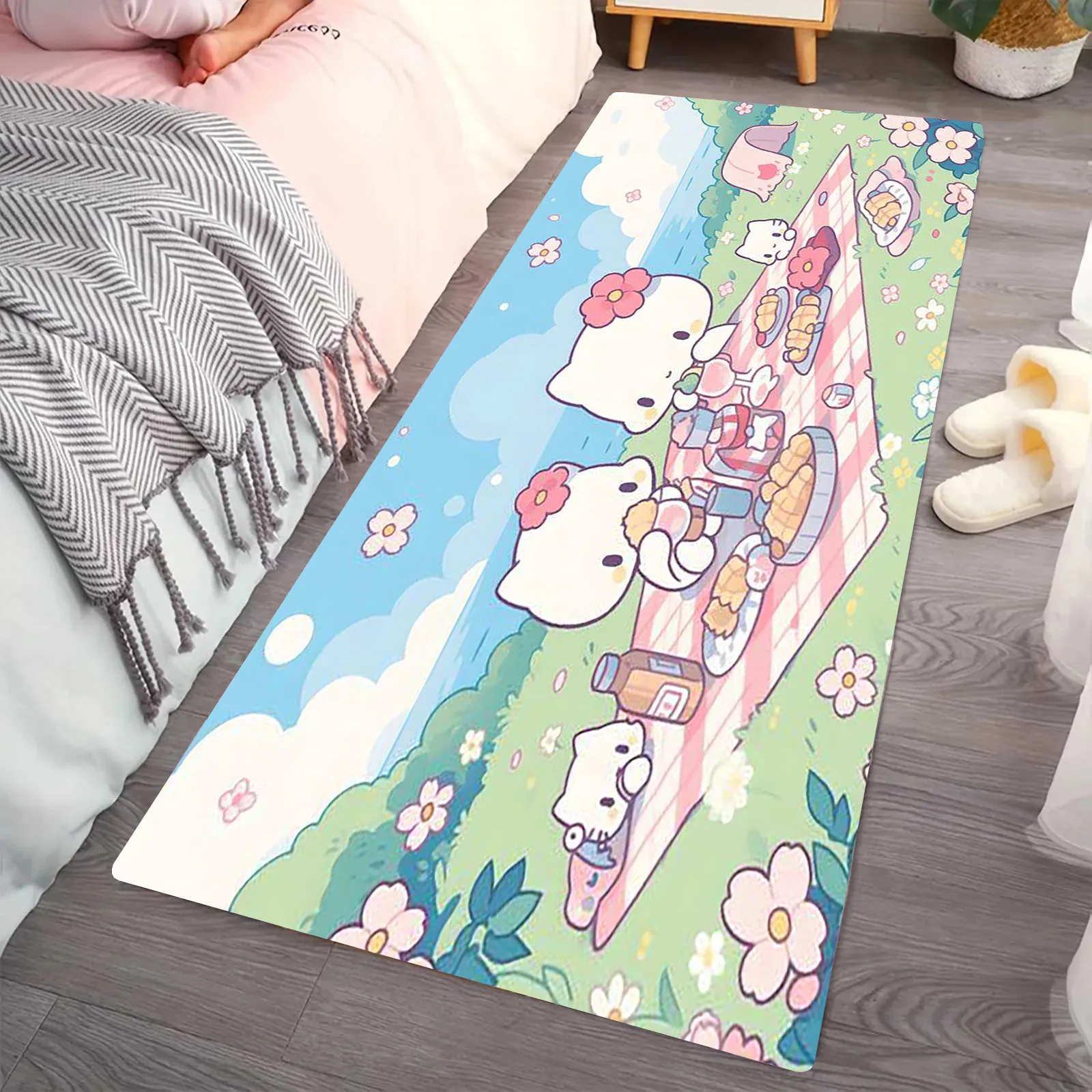 

Cartoon Picnic Kitten Bathroom Non-silp Doormat Suitable for Livingroom Entrance Decorative Accessories Pad Kitchen Bedroom Rugs