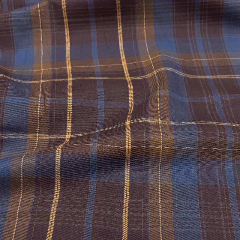100%Cotton Coffee Check Fabric Designer Soft Breathable Casual Chic Home Shirt Dress Skirt Loungewear Summer Curtains Tablecloth