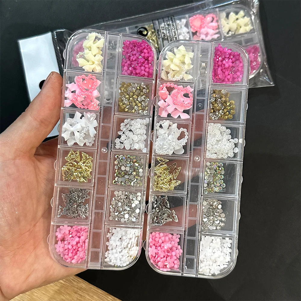 12 grades 3d liga borboleta prego strass resina acrílico flor amor coração arco arte do prego encantos branco preal contas unhas suprimentos