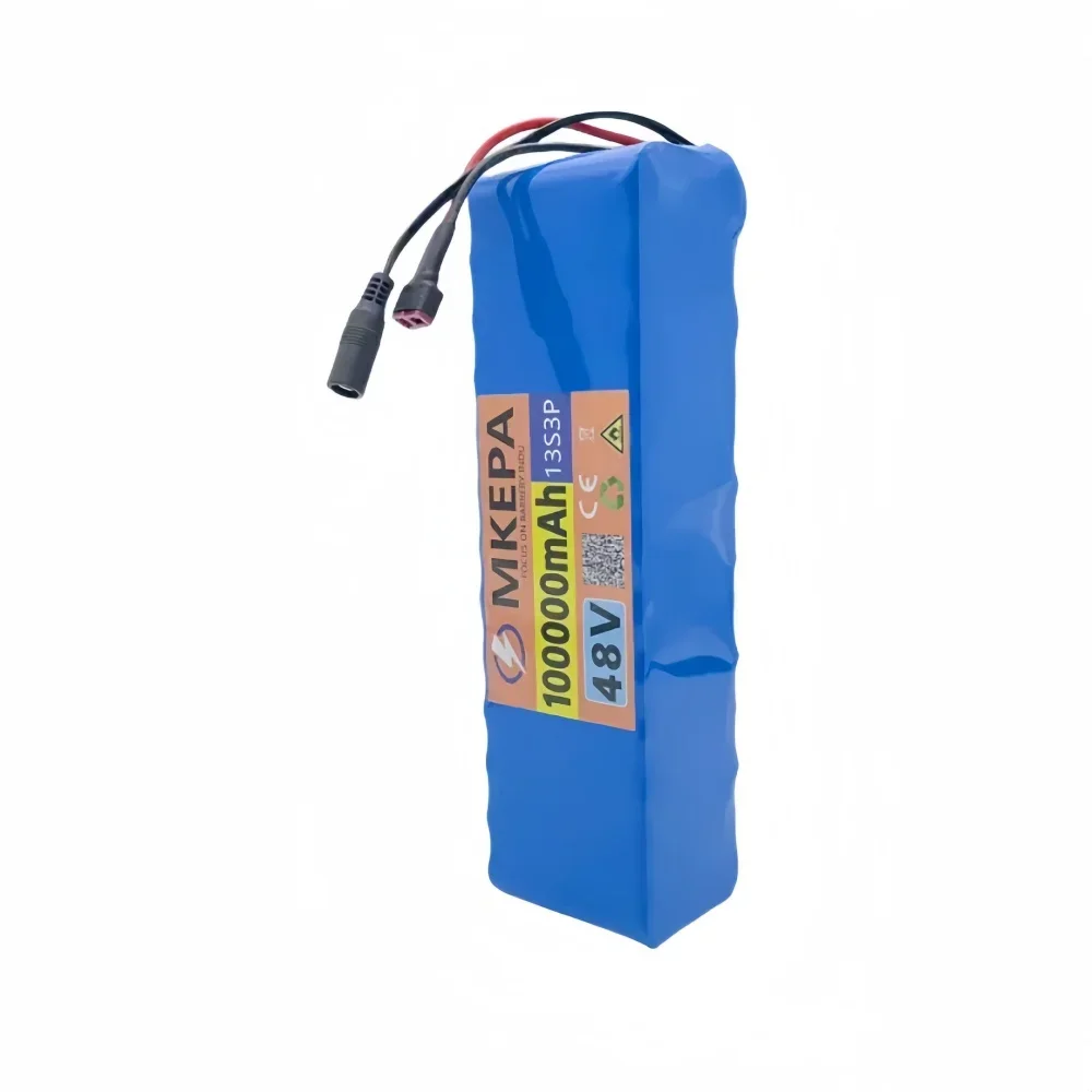 13S3P 48V 100000mAh lithium-ion battery pack, suitable for 54.6V electric bicycle with 1000W BMS and Kick scooter. charger