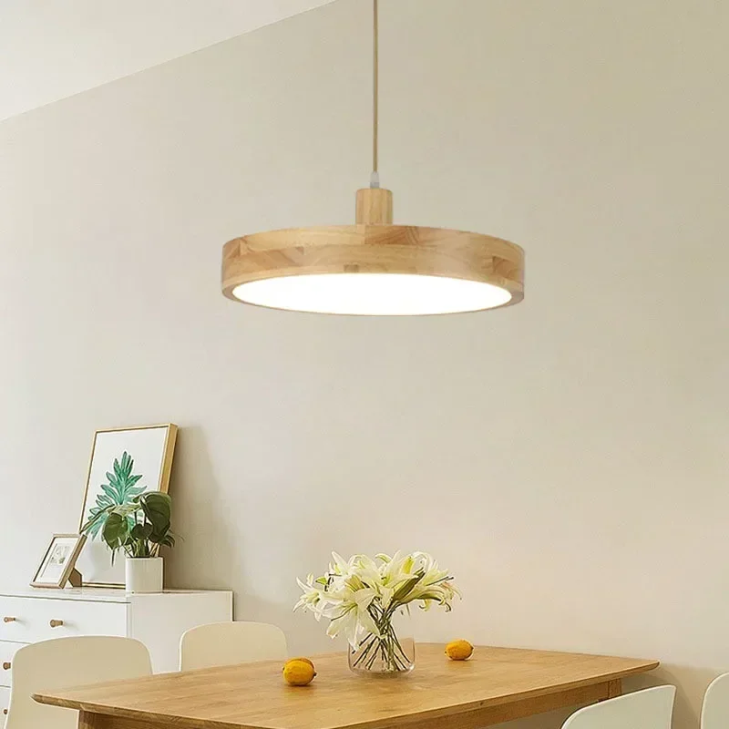 LED Wooden Pendant Light Plenum Ultra-thin For Living Room Bedroom Beside Study Hotel Dining Room Lamp LED Lighting Fixtures