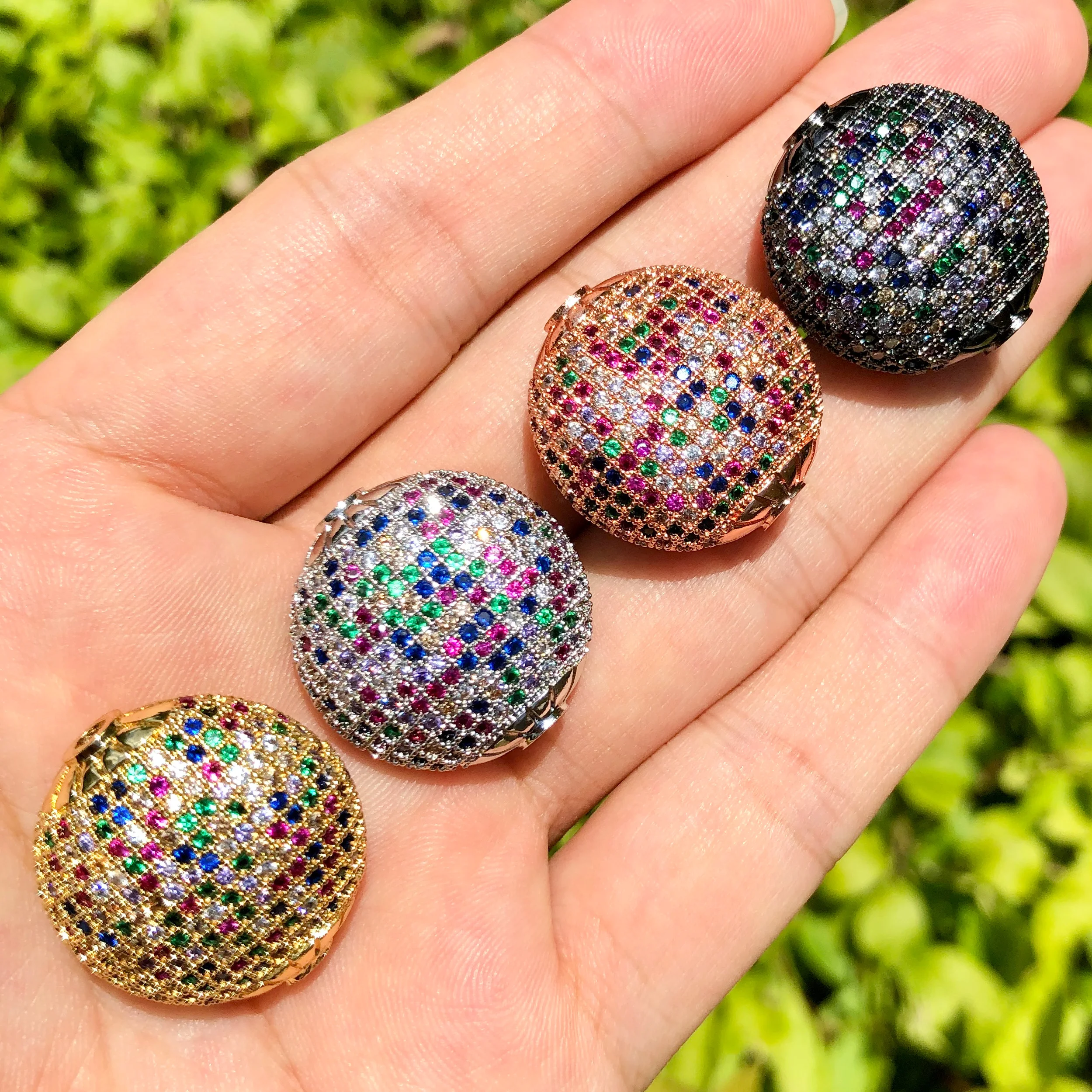 

Multi Color Zirconia Pave Ball 24mm Spacer Bead For Custom Design Handmade Woman Bracelet Necklace Jewelry Accessory Findings