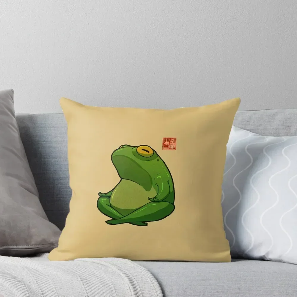 

Yoga Frog Cross Legged Pose Throw Pillow Decorative pillow case Embroidered Cushion Cover pillow pillowcase New year