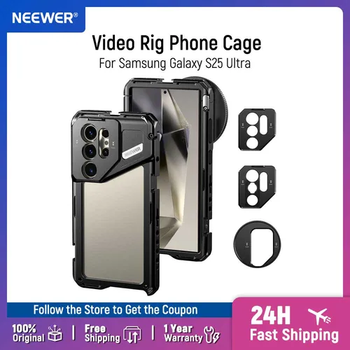 NEEWER S25 Ultra Jaula para teléfono, Estabilizador para teléfono con plataforma de vídeo móvil con adaptador de filtro de 67 mm Compatible con Samsung Galaxy S25 Ultra