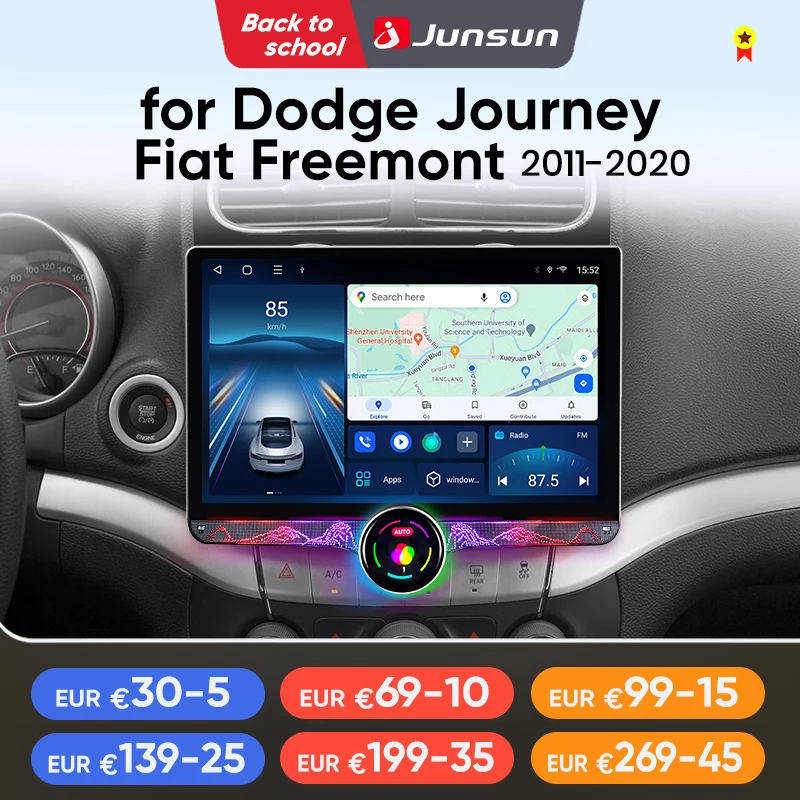 Junsun 11.5 QLED 2K Wireless CarPlay Android Auto Radio per Dodge Journey Fiat Freemont 2011 2012 2013 -2020 Multimedia BT RDS
