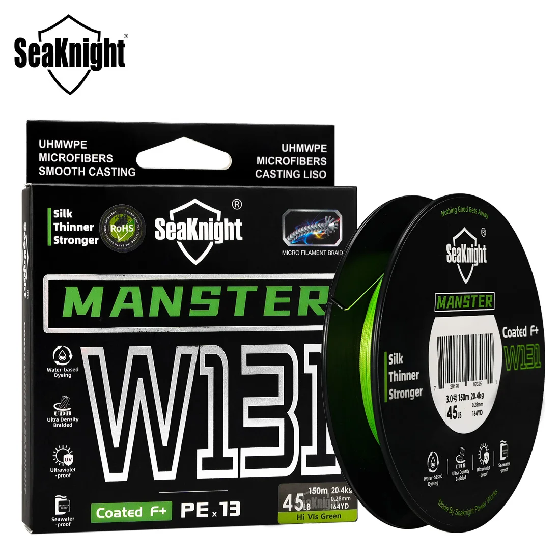 SeaKnight Brand W131 Ultra-Smooth 13 Strands 150M Braided Fishing Line Upgrade Seawater-Proof F+ 2-Layer Coating Fishing Lines