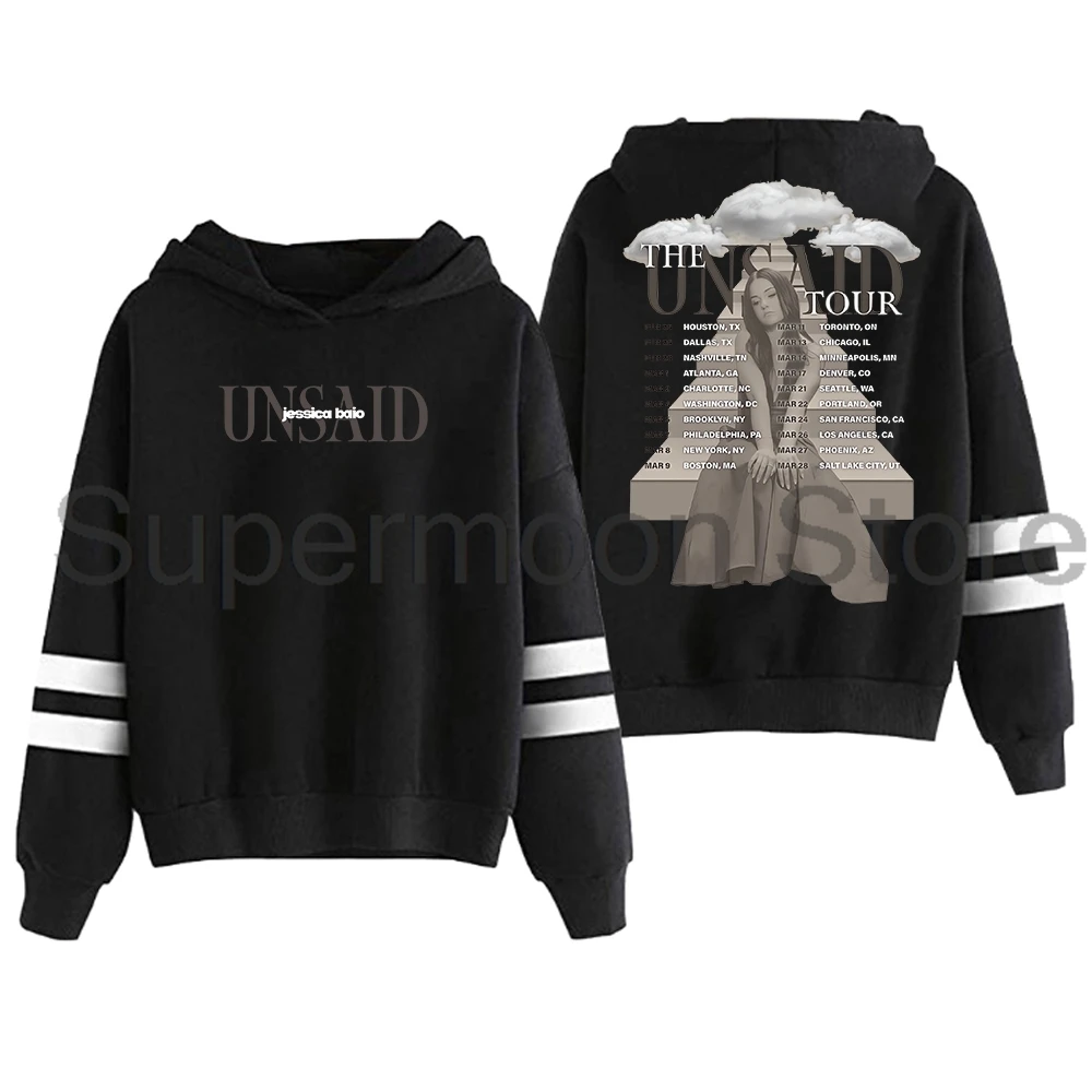 

Jessica Baio Unsaid Tour Hoodie Pocketless Parallel Bars Sleeve Streetwear Men Women Hooded Sweatshirts