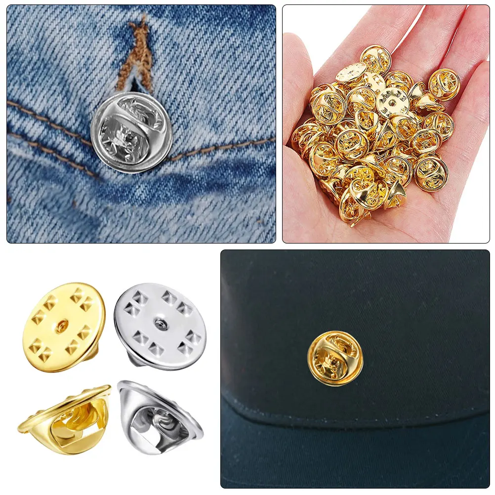 

50pcs Brooch Copper Locking Backings For Enamel Accessories Jewelry Making Multi-Function Clutch Backs Replacement Diy